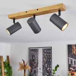 hofstein Plafonnier Javel Couleur bois, Noir, 3 lumières