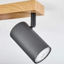 hofstein Plafonnier Javel Couleur bois, Noir, 4 lumières