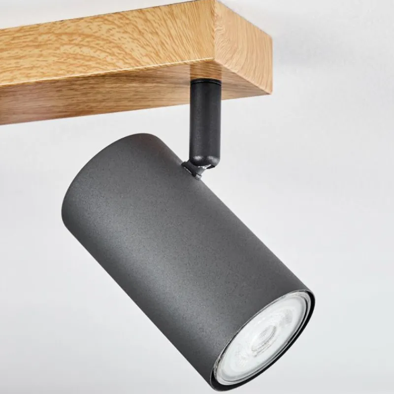 hofstein Plafonnier Javel Couleur bois, Noir, 4 lumières