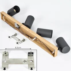 hofstein Plafonnier Javel Couleur bois, Noir, 4 lumières