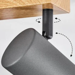 hofstein Plafonnier Javel Couleur bois, Noir, 4 lumières