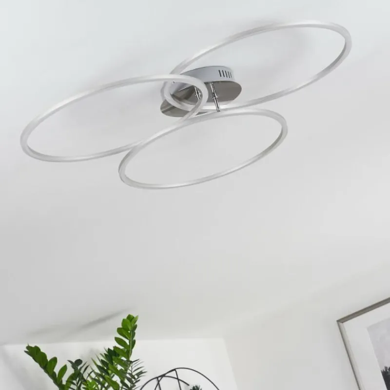 hofstein Plafonnier Johsa LED Nickel mat, Argenté, 3 lumières