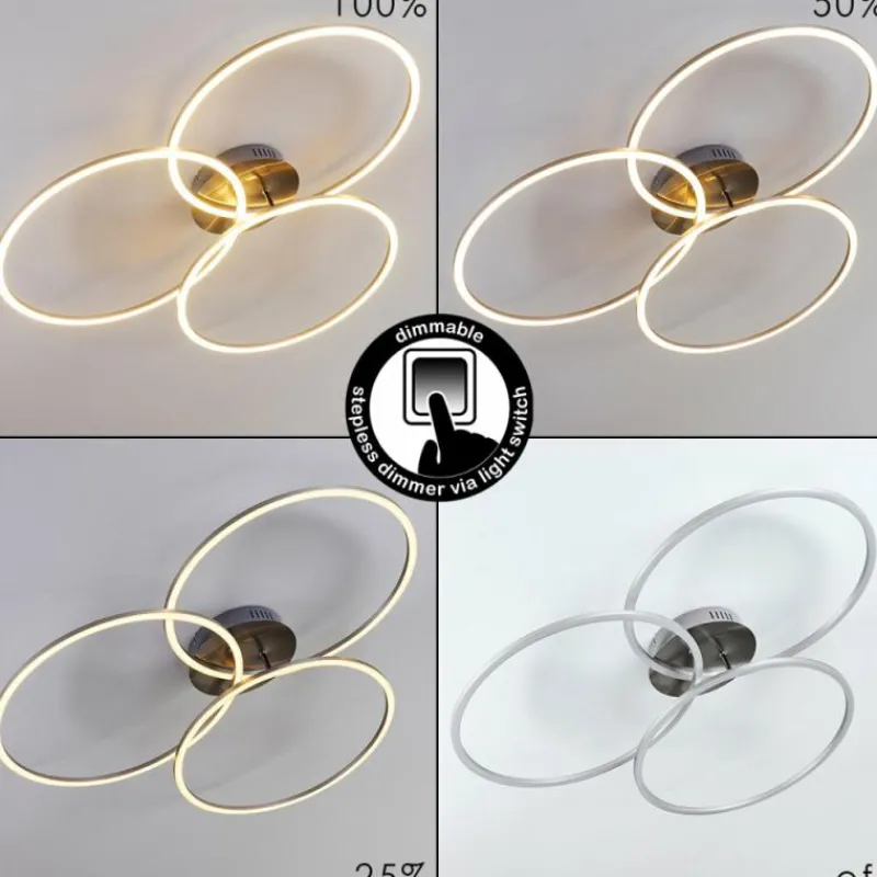 hofstein Plafonnier Johsa LED Nickel mat, Argenté, 3 lumières