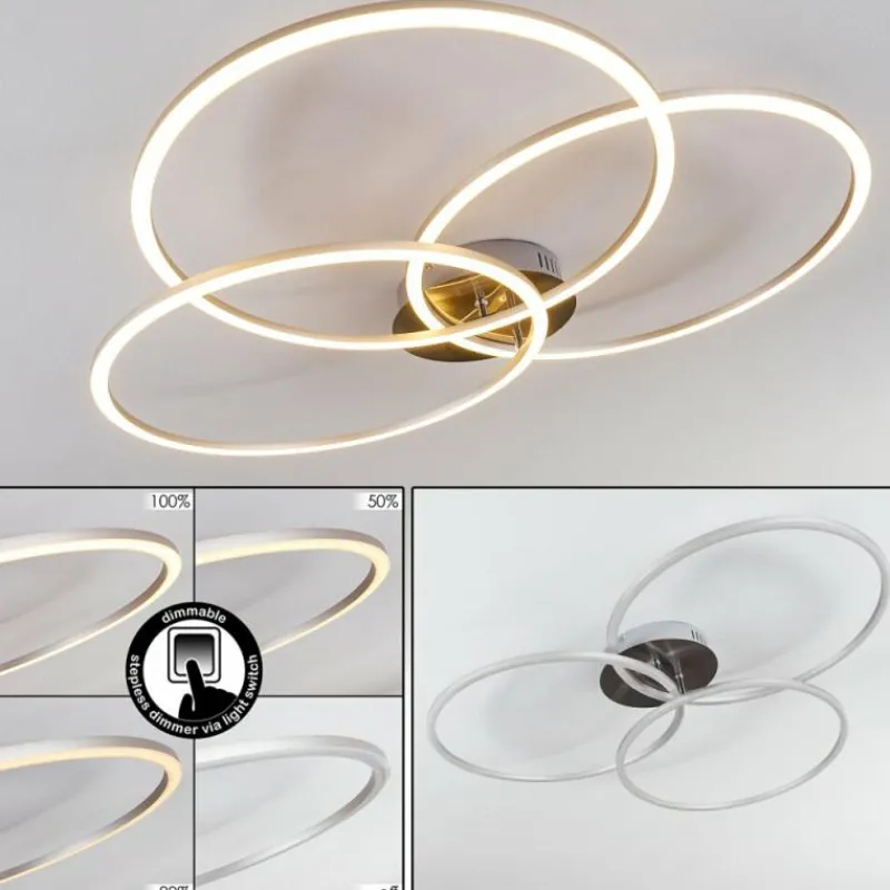 hofstein Plafonnier Johsa LED Nickel mat, Argenté, 3 lumières