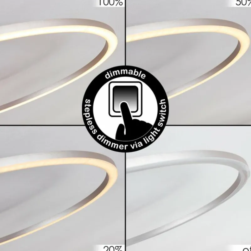 hofstein Plafonnier Johsa LED Nickel mat, Argenté, 3 lumières