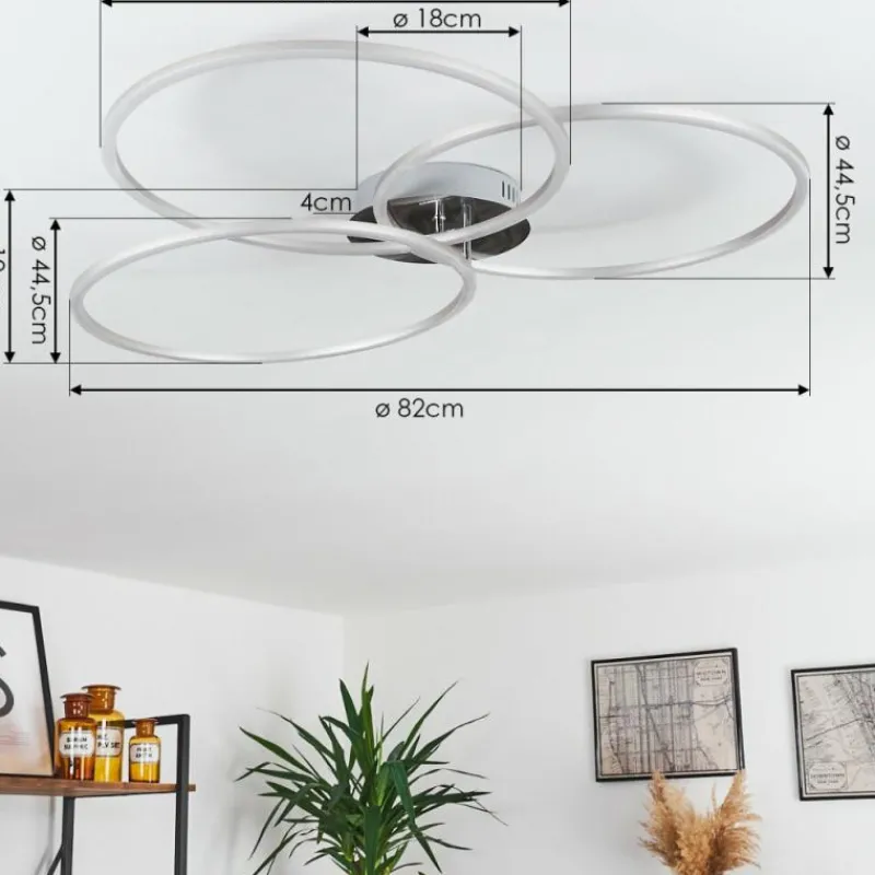 hofstein Plafonnier Johsa LED Nickel mat, Argenté, 3 lumières