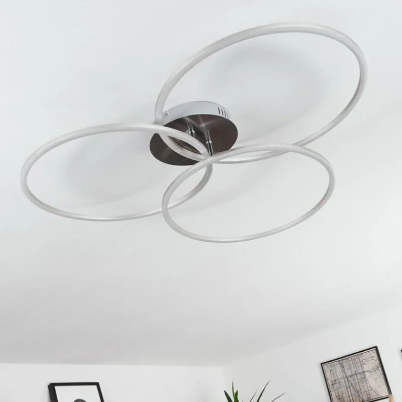 hofstein Plafonnier Johsa LED Nickel mat, Argenté, 3 lumières