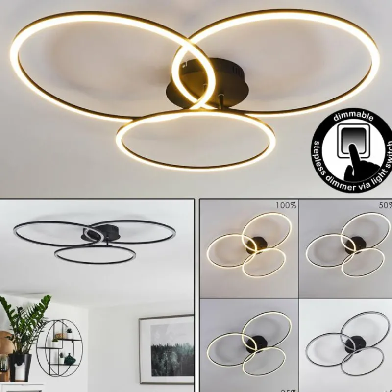 hofstein Plafonnier Johsa LED Noir, 3 lumières