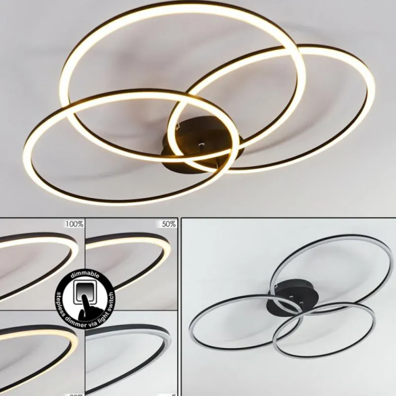 hofstein Plafonnier Johsa LED Noir, 3 lumières