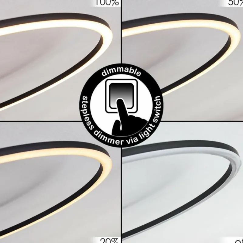 hofstein Plafonnier Johsa LED Noir, 3 lumières
