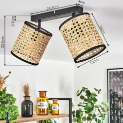 Style Boho-Chic-hofstein Plafonnier Jonas Noir, 2 lumières