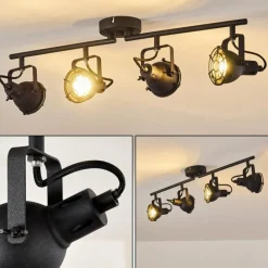 Lampes Industrielles-hofstein Plafonnier Jonsered LED Noir, 4 lumières