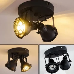 Lampes Industrielles-hofstein Plafonnier Jonsered Noir, 2 lumières