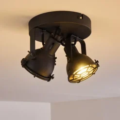 Lampes Industrielles-hofstein Plafonnier Jonsered Noir, 2 lumières