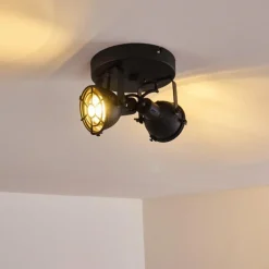 Lampes Industrielles-hofstein Plafonnier Jonsered Noir, 2 lumières