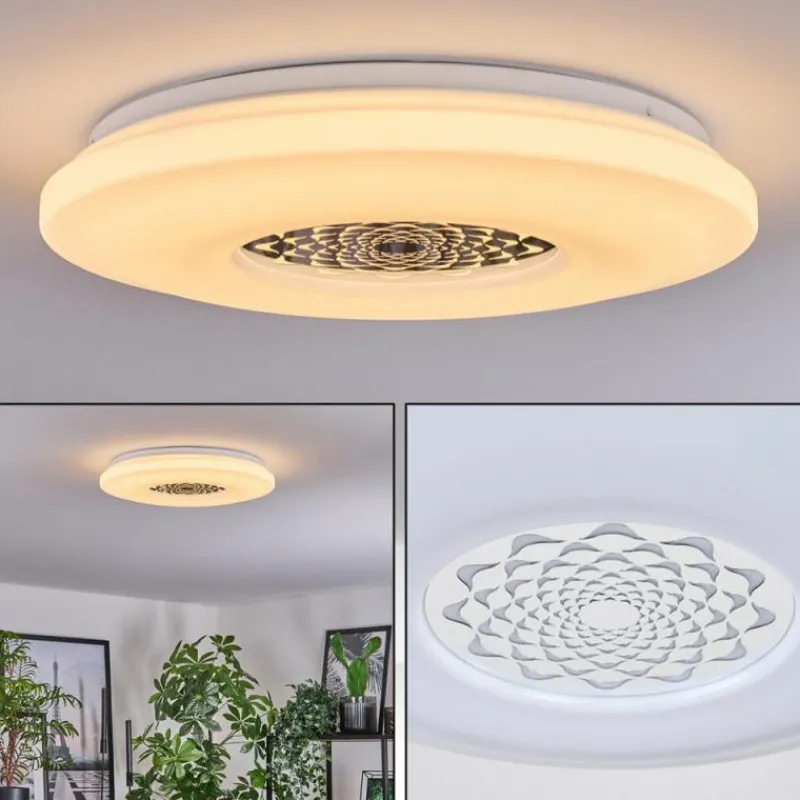 hofstein Plafonnier Kaas LED Chrome, Blanc, 1 lumière