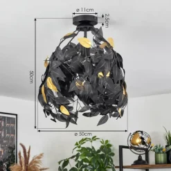 Lampes Vintages & Rétros-hofstein Plafonnier Kallax Noir, 1 lumière