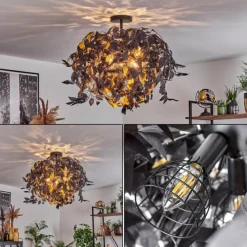 Lampes Vintages & Rétros-hofstein Plafonnier Kallax Noir, 3 lumières