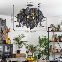 Lampes Vintages & Rétros-hofstein Plafonnier Kallax Noir, 3 lumières