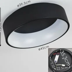 hofstein Plafonnier Kampal LED Noir, 1 lumière