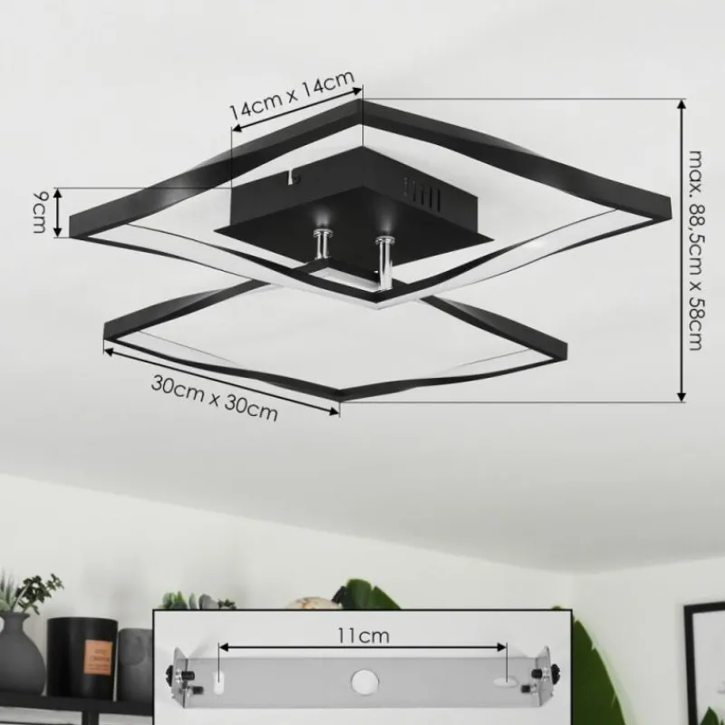hofstein Plafonnier Kanchung LED Noir, 1 lumière