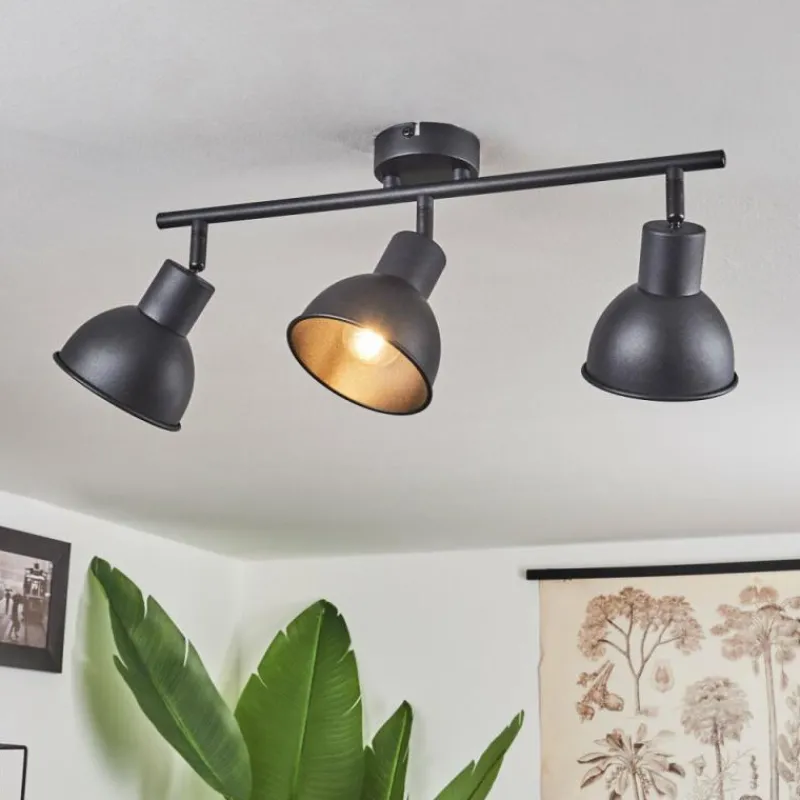 Lampes Industrielles-hofstein Plafonnier Kansela Noir, 3 lumières