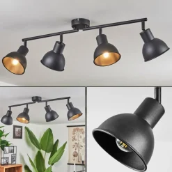 Lampes Industrielles-hofstein Plafonnier Kansela Noir, 4 lumières