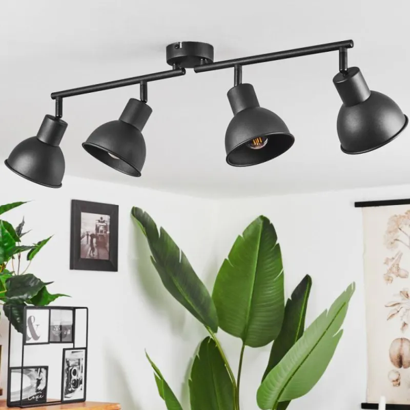 Lampes Industrielles-hofstein Plafonnier Kansela Noir, 4 lumières