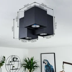 hofstein Plafonnier Karaka Noir, 3 lumières