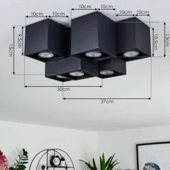 hofstein Plafonnier Karaka Noir, 6 lumières