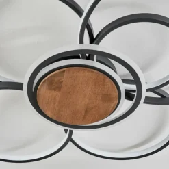 Lampes En Bois-hofstein Plafonnier Kassambene LED Anthracite, Écru, 1 lumière, Télécommandes