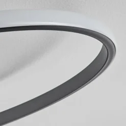 Lampes En Bois-hofstein Plafonnier Kassambene LED Anthracite, Écru, 1 lumière, Télécommandes