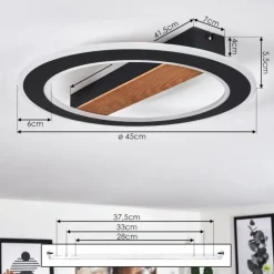hofstein Plafonnier Katila LED Brun, Noir, 1 lumière