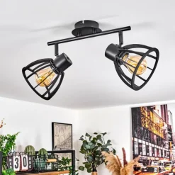 Lampes Industrielles-hofstein Plafonnier Kaurila Noir, 2 lumières