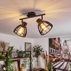 Lampes Industrielles-hofstein Plafonnier Kaurila Noir, 2 lumières