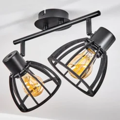 Lampes Industrielles-hofstein Plafonnier Kaurila Noir, 2 lumières