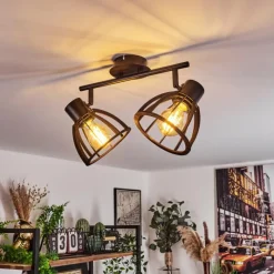 Lampes Industrielles-hofstein Plafonnier Kaurila Noir, 2 lumières