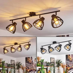 Lampes Industrielles-hofstein Plafonnier Kaurila Noir, 4 lumières