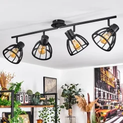 Lampes Industrielles-hofstein Plafonnier Kaurila Noir, 4 lumières