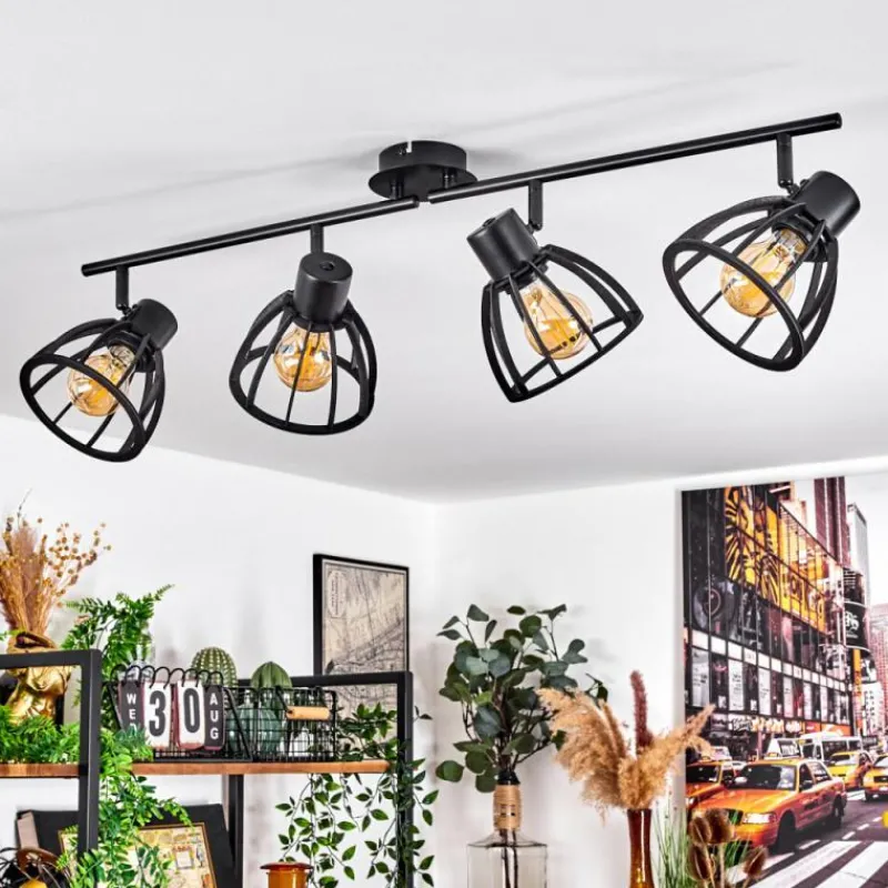 Lampes Industrielles-hofstein Plafonnier Kaurila Noir, 4 lumières