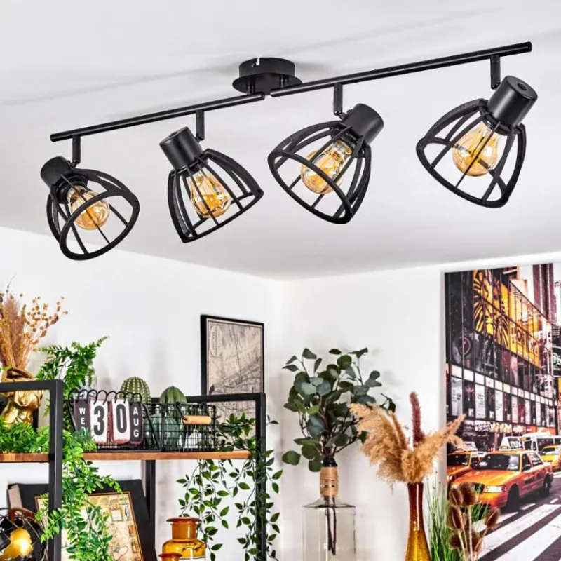 Lampes Industrielles-hofstein Plafonnier Kaurila Noir, 4 lumières