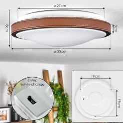 hofstein Plafonnier Kelva LED Brun, Noir, Blanc, 1 lumière