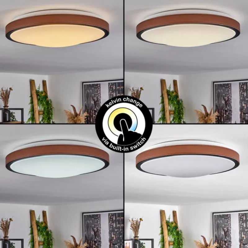 hofstein Plafonnier Kelva LED Brun, Noir, Blanc, 1 lumière