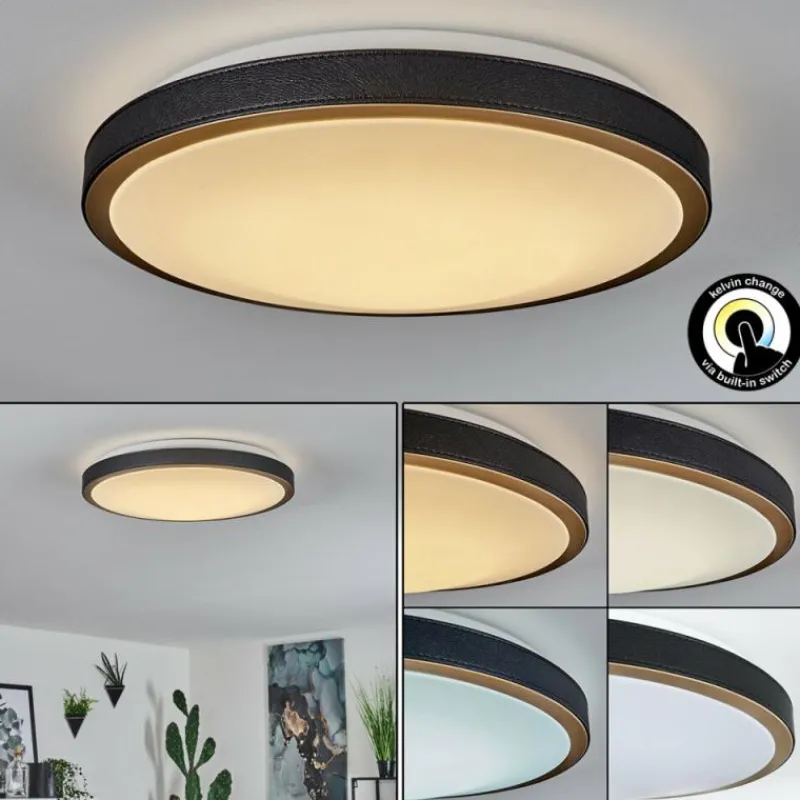 hofstein Plafonnier Kelva LED Vieux laiton, Noir, Blanc, 1 lumière