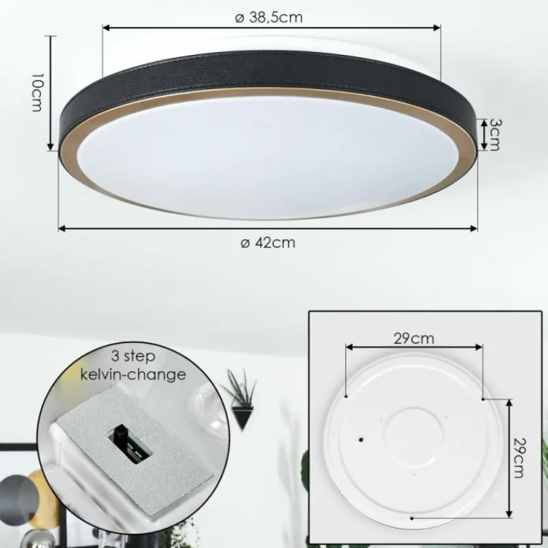hofstein Plafonnier Kelva LED Vieux laiton, Noir, Blanc, 1 lumière