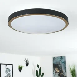 hofstein Plafonnier Kelva LED Vieux laiton, Noir, Blanc, 1 lumière