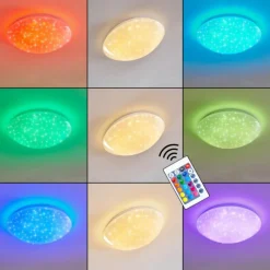 hofstein Plafonnier Kendal LED Blanc, 1 lumière, Télécommandes, Changeur de couleurs* Éclairage Led