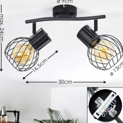 hofstein Plafonnier Kenia Gris, Noir, 2 lumières* Spots Et Projecteurs