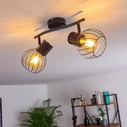 hofstein Plafonnier Kenia Gris, Noir, 2 lumières* Spots Et Projecteurs