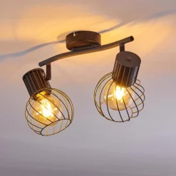 hofstein Plafonnier Kenia Gris, Noir, 2 lumières* Spots Et Projecteurs